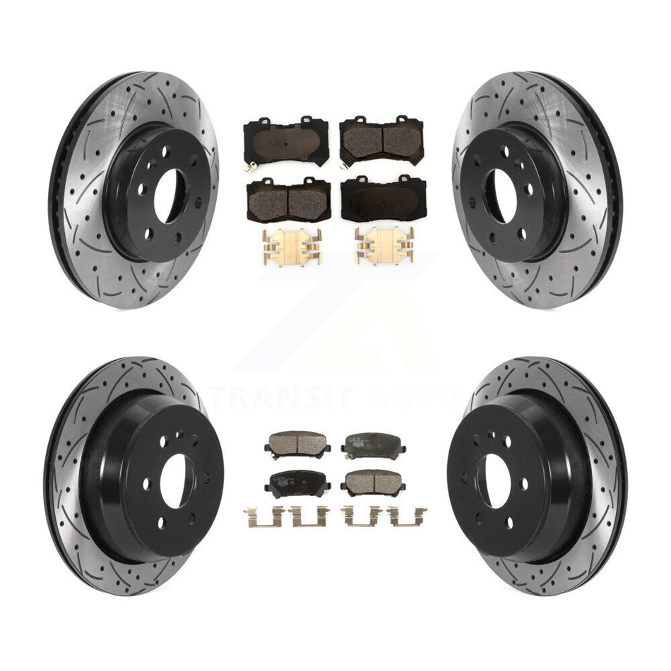 Front Rear Coated Drilled Slotted Disc Brake Rotors And Ceramic Pads Kit For 2015-2020 Chevrolet Colorado GMC Canyon KDT-100819