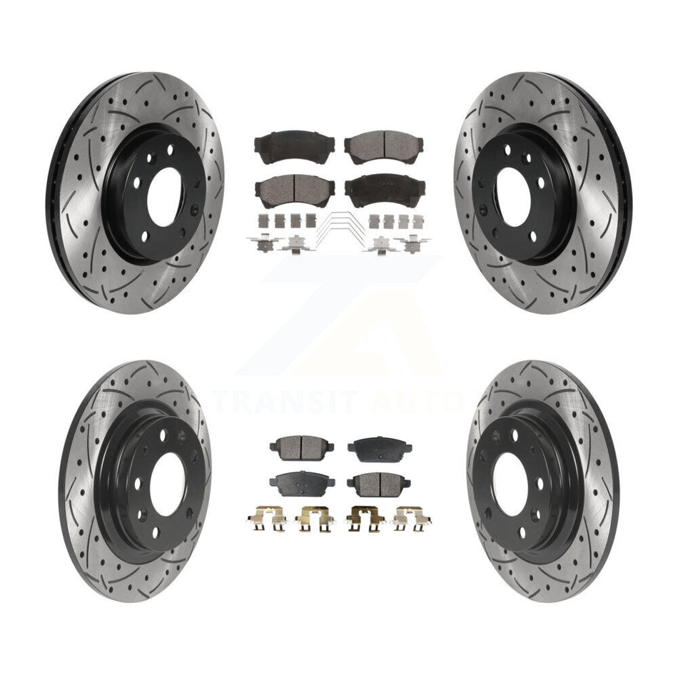 Front Rear Coated Drilled Slotted Disc Brake Rotors And Ceramic Pads Kit For Ford Fusion Mazda 6 Lincoln MKZ Mercury Milan Zephyr KDT-100821