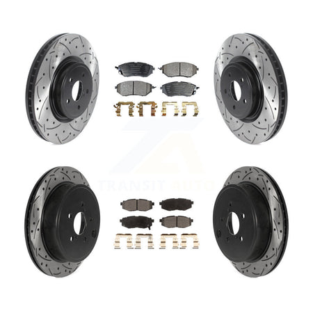 Front Rear Coated Drilled Slot Disc Brake Rotor Ceramic Pad Kit For Subaru Outback Legacy KDT-100838