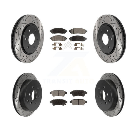 Front Rear Coated Drill Slot Disc Brake Rotor Ceramic Pad Kit For 2006-2007 Nissan Xterra KDT-100841