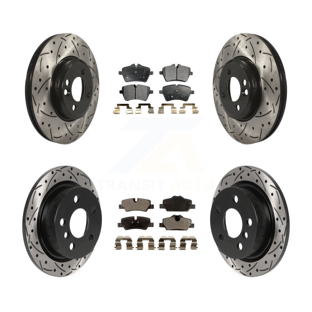 Front Rear Drilled Slot Disc Brake Rotor & Ceramic Pad Kit For 2015 Mini Cooper 2.0L/1.5L KDT-100850
