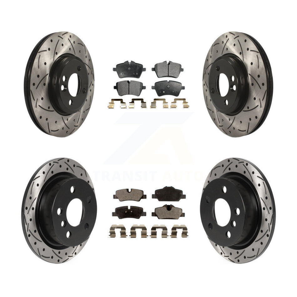 Front Rear Drilled Slot Disc Brake Rotor & Ceramic Pad Kit For 2015 Mini Cooper 2.0L/1.5L KDT-100850