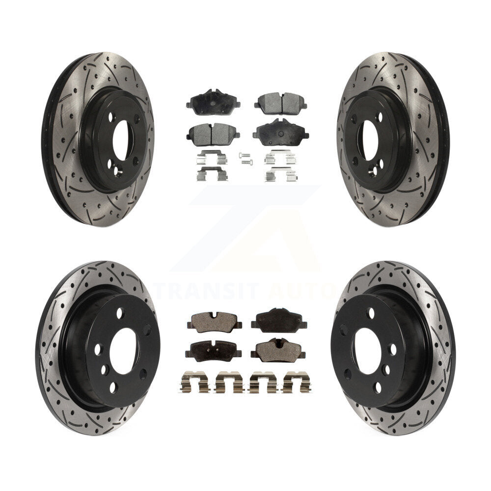 Front Rear Drilled Slot Disc Brake Rotor & Ceramic Pad Kit For 2015 Mini Cooper 2.0L/1.5L KDT-100851