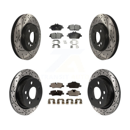 Front Rear Drilled Slot Disc Brake Rotor & Ceramic Pad Kit For 2015 Mini Cooper 2.0L/1.5L KDT-100851
