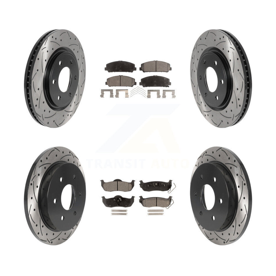 Front Rear Drilled Slot Brake Rotor Ceramic Pad Kit For Nissan TITAN Armada INFINITI QX56 KDT-100852