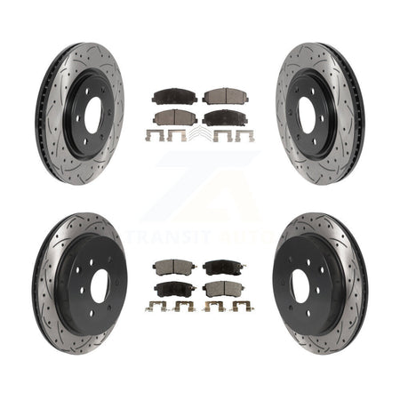 Front Rear Drilled Slot Brake Rotors Ceramic Pad Kit For INFINITI QX80 Nissan Armada QX56 KDT-100853