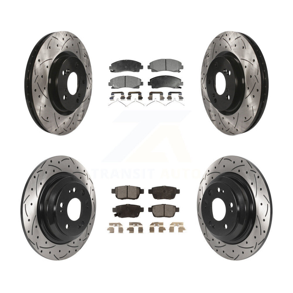 Front Rear Coated Drilled Slotted Disc Brake Rotors And Ceramic Pads Kit For 2009-2014 Acura TL KDT-100865