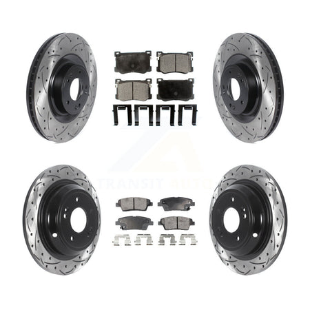 Front Rear Drilled Slot Brake Rotor Ceramic Pad Kit For Hyundai Genesis G80 Kia K900 3.8L KDT-100867