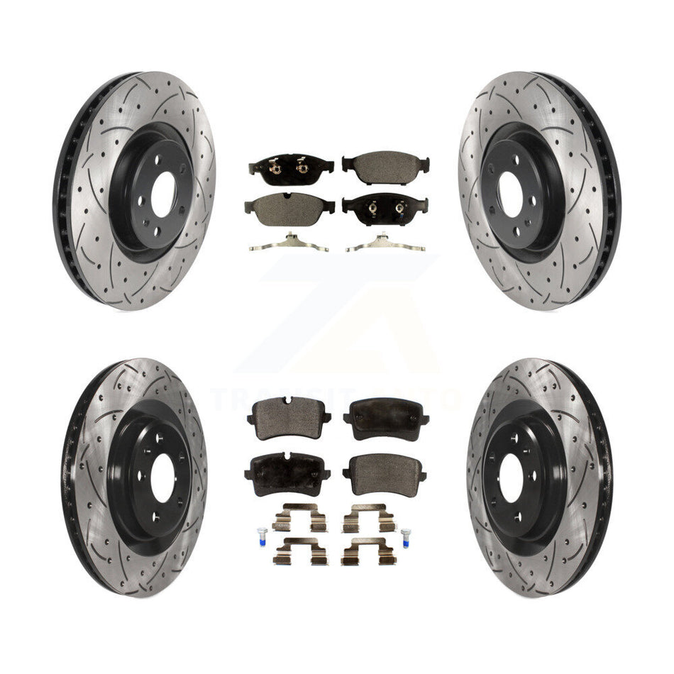 Front Rear Coated Drilled Slotted Disc Brake Rotors And Ceramic Pads Kit For Audi A6 Quattro A7 KDT-100882