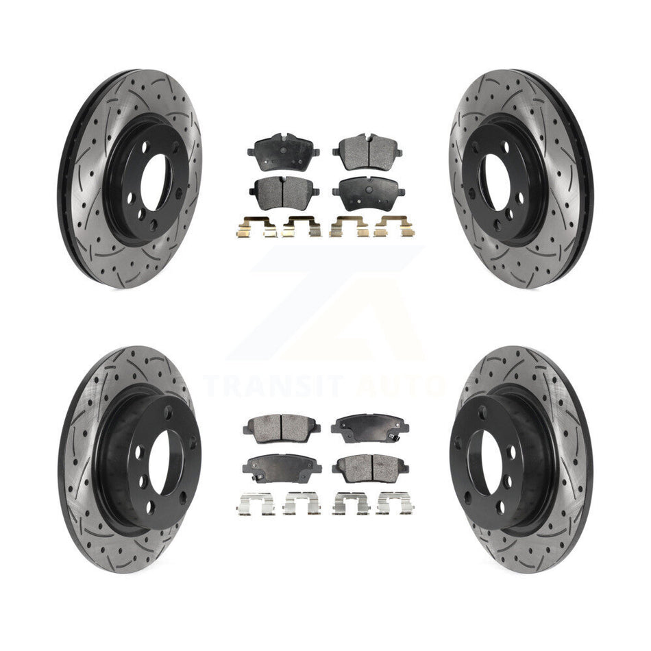 Front Rear Coated Drilled Slotted Disc Brake Rotors And Ceramic Pads Kit For Mini Cooper Countryman Paceman KDT-100883