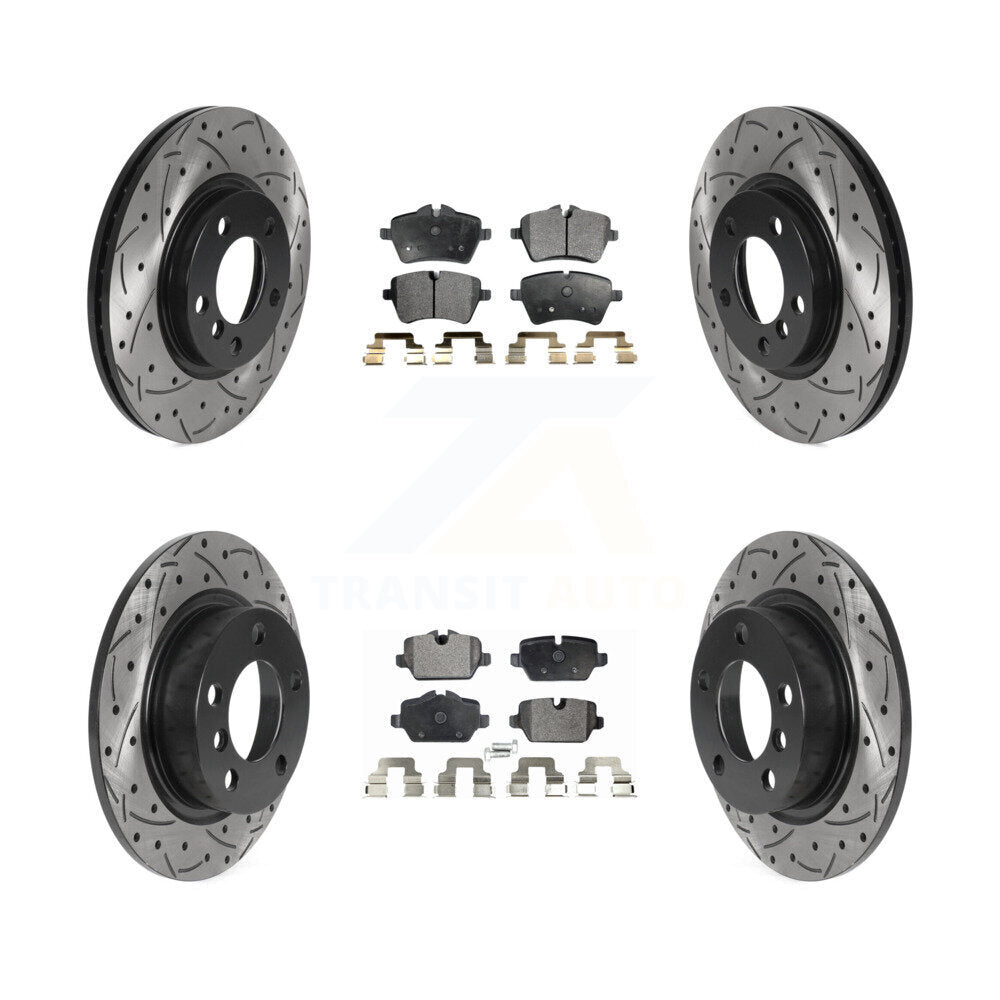 Front Rear Drill Slot Disc Brake Rotor Ceramic Pad Kit For Mini Cooper Countryman Paceman KDT-100884