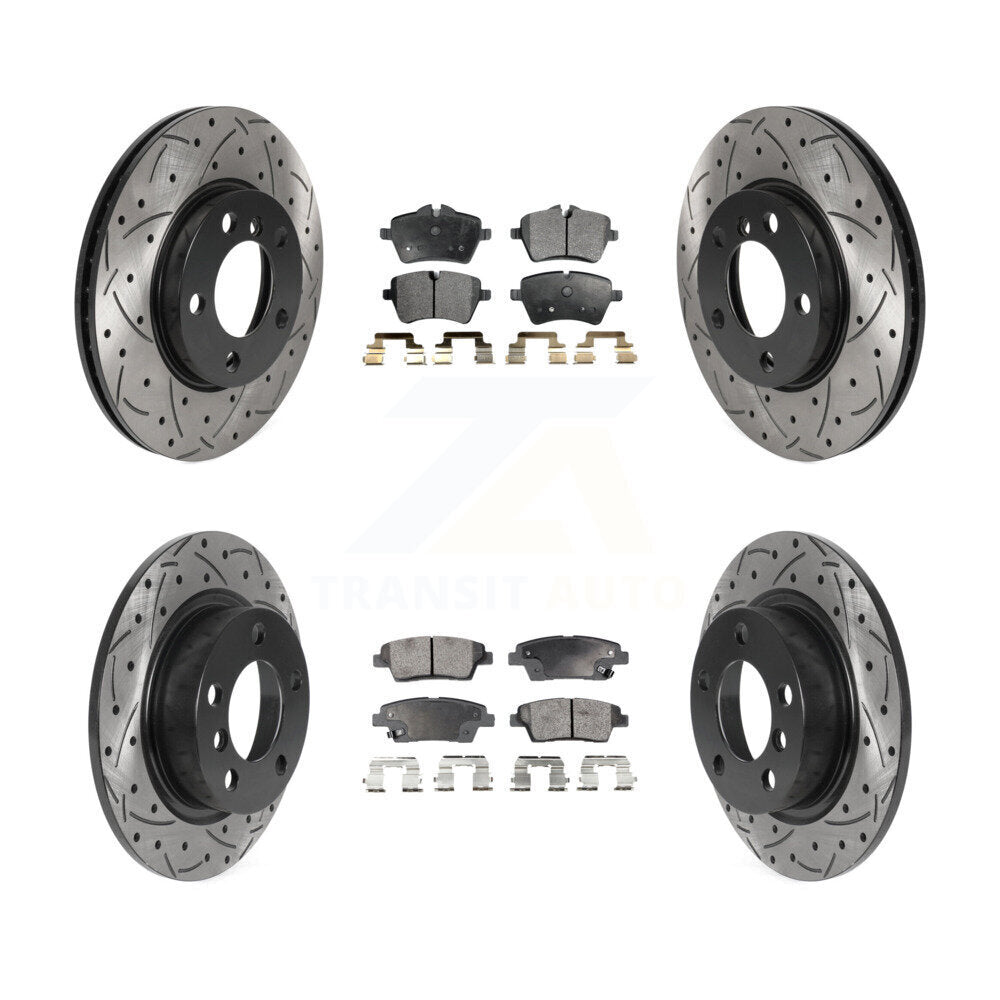 Front Rear Drill Slot Brake Rotor Ceramic Pad Kit For Mini Cooper Countryman Paceman Base KDT-100885