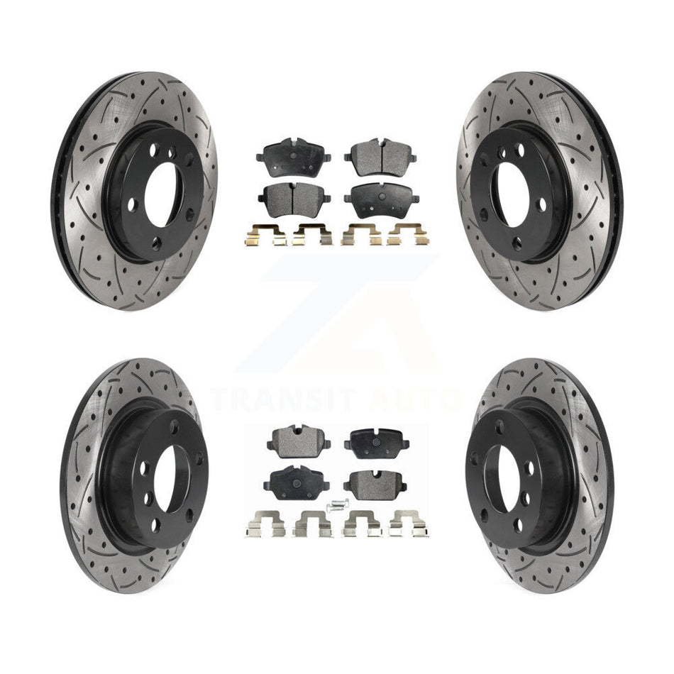 Front Rear Coated Drilled Slotted Disc Brake Rotors And Ceramic Pads Kit For Mini Cooper Countryman Paceman KDT-100886