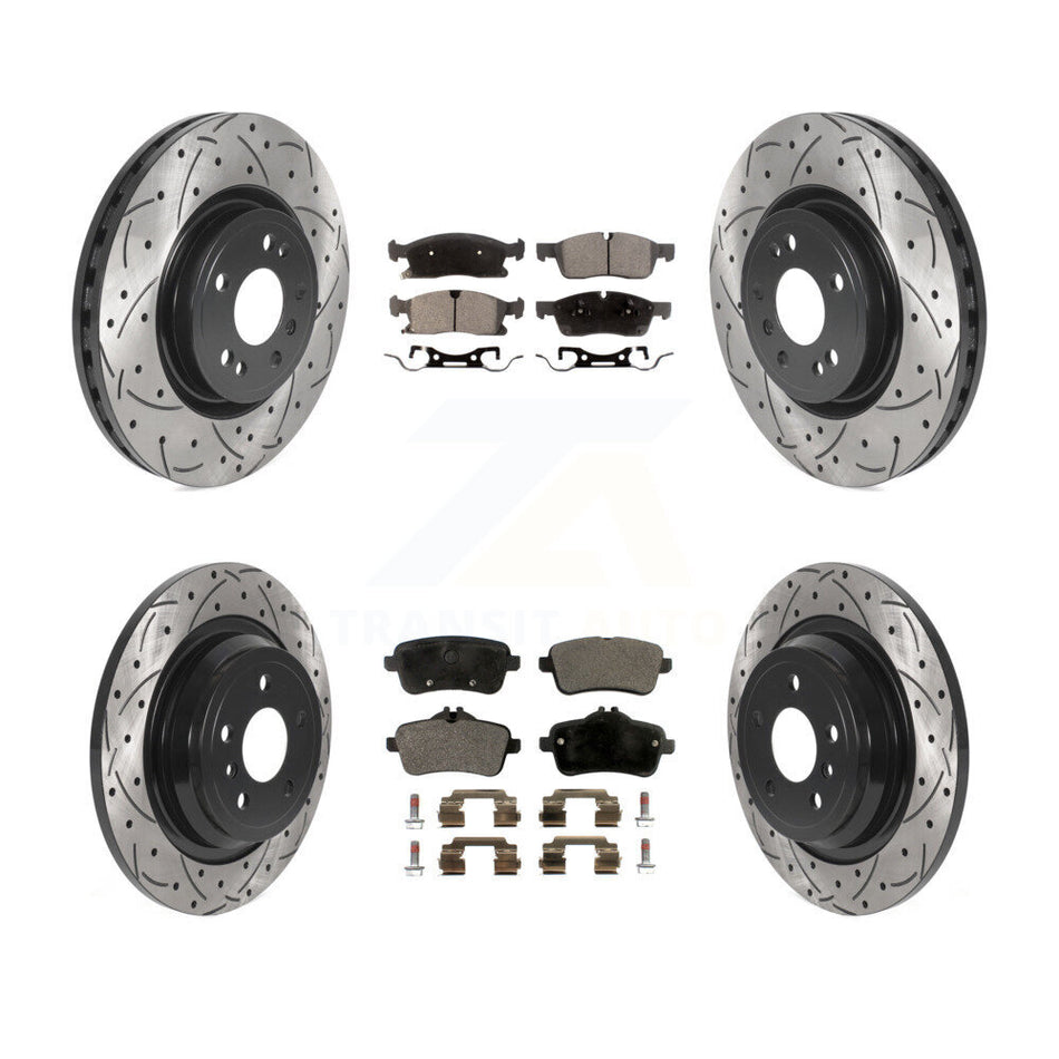 Front Rear Coated Drilled Slotted Disc Brake Rotors And Ceramic Pads Kit For Mercedes-Benz ML350 GLE350 ML250 GLE300d KDT-100888