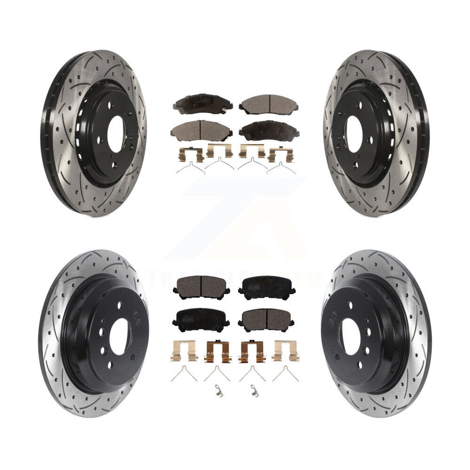 Front Rear Coated Drilled Slotted Disc Brake Rotors And Ceramic Pads Kit For Honda Pilot Ridgeline KDT-100890
