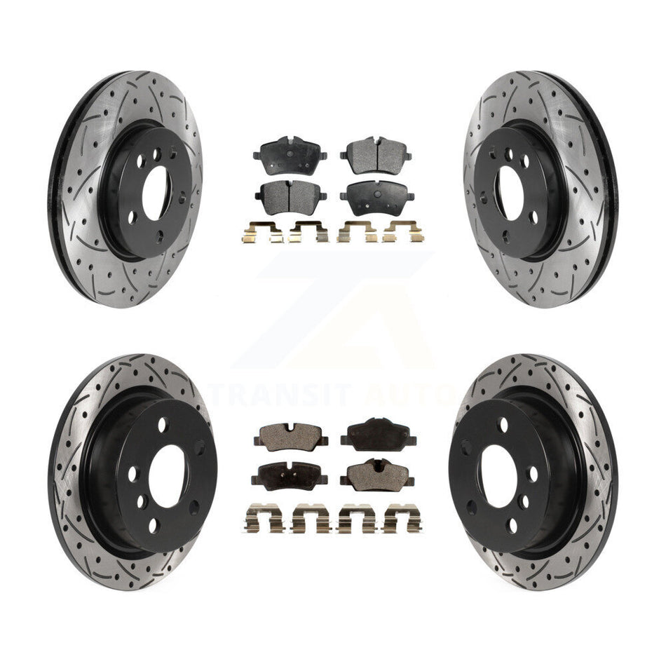 Front Rear Coated Drilled Slotted Disc Brake Rotors And Ceramic Pads Kit For Mini Cooper KDT-100892