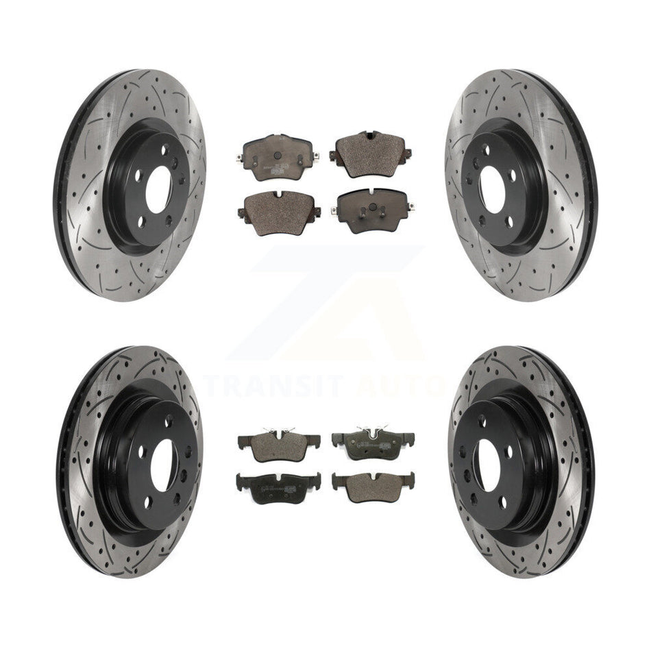 Front Rear Coated Drilled Slotted Disc Brake Rotors And Ceramic Pads Kit For BMW X1 Mini Cooper Countryman X2 228i xDrive Gran Coupe KDT-100902