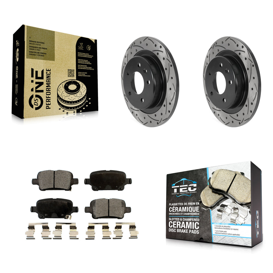 Rear Coated Drilled Slotted Disc Brake Rotors And Ceramic Pads Kit For Chevrolet Equinox Malibu GMC Terrain Buick LaCrosse Regal TourX KDT-100906
