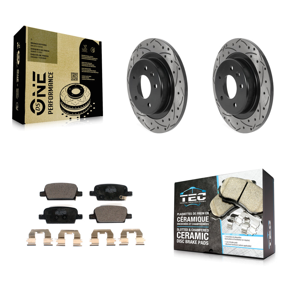 Rear Coated Drilled Slotted Disc Brake Rotors And Ceramic Pads Kit For Chevrolet Malibu KDT-100907