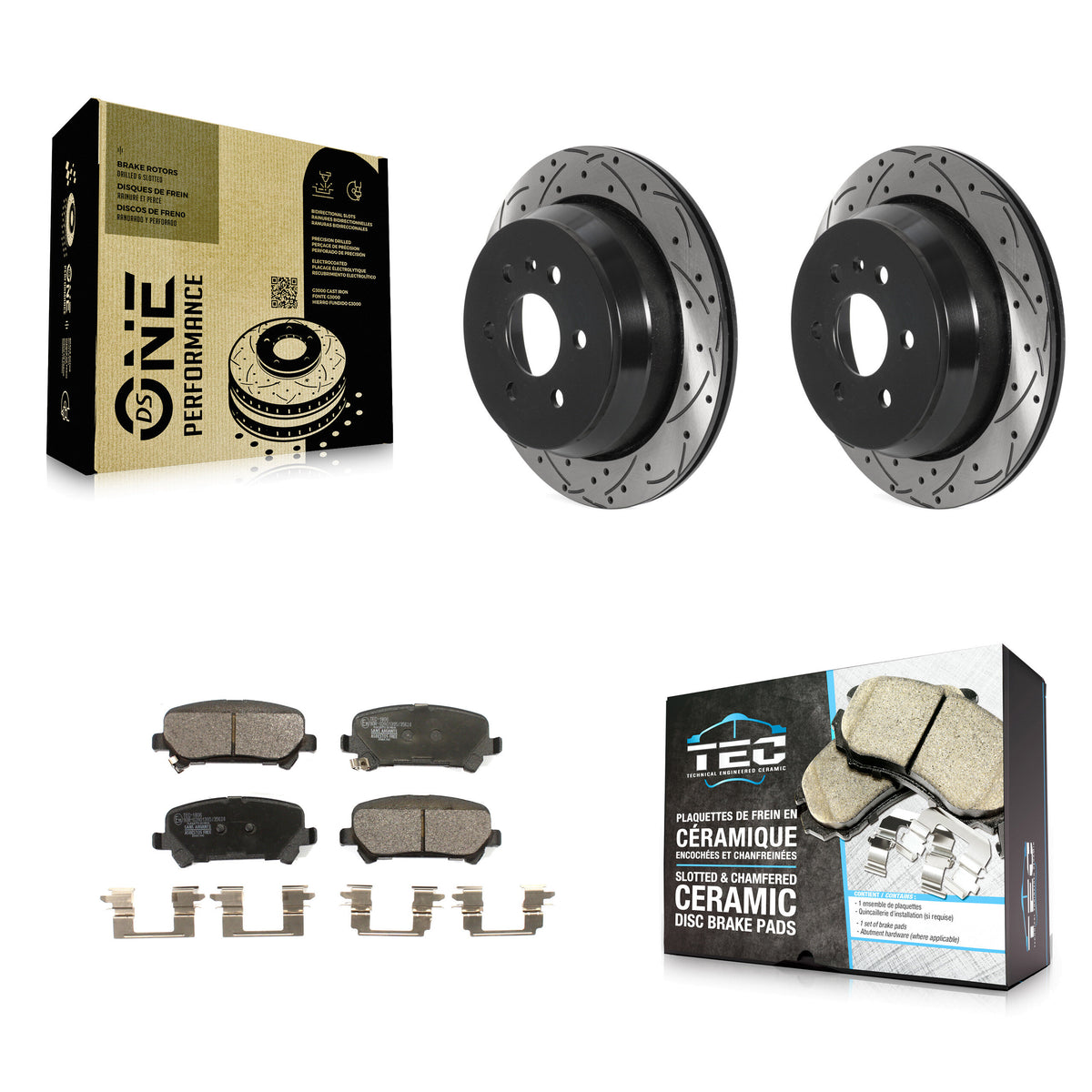 Rear Drilled Slot Brake Rotor Ceramic Pad Kit For 2015-2020 Chevrolet Colorado GMC Canyon KDT-100912