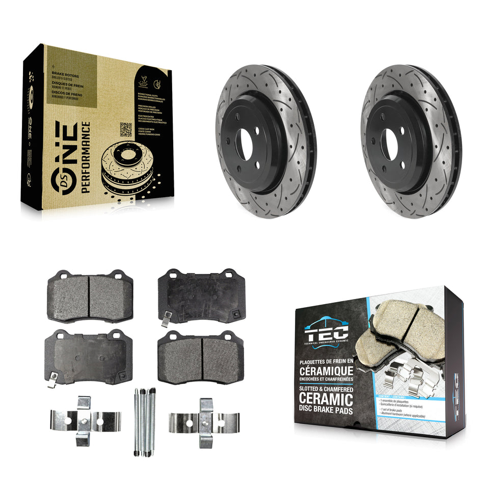 Rear Coated Drilled Slotted Disc Brake Rotors And Ceramic Pads Kit For Jeep Grand Cherokee Dodge Durango KDT-100916