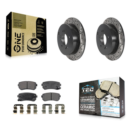 Rear Coat Drill Slot Disc Brake Rotor Ceramic Pad Kit For Hyundai Tucson Kia Sportage AWD KDT-100918