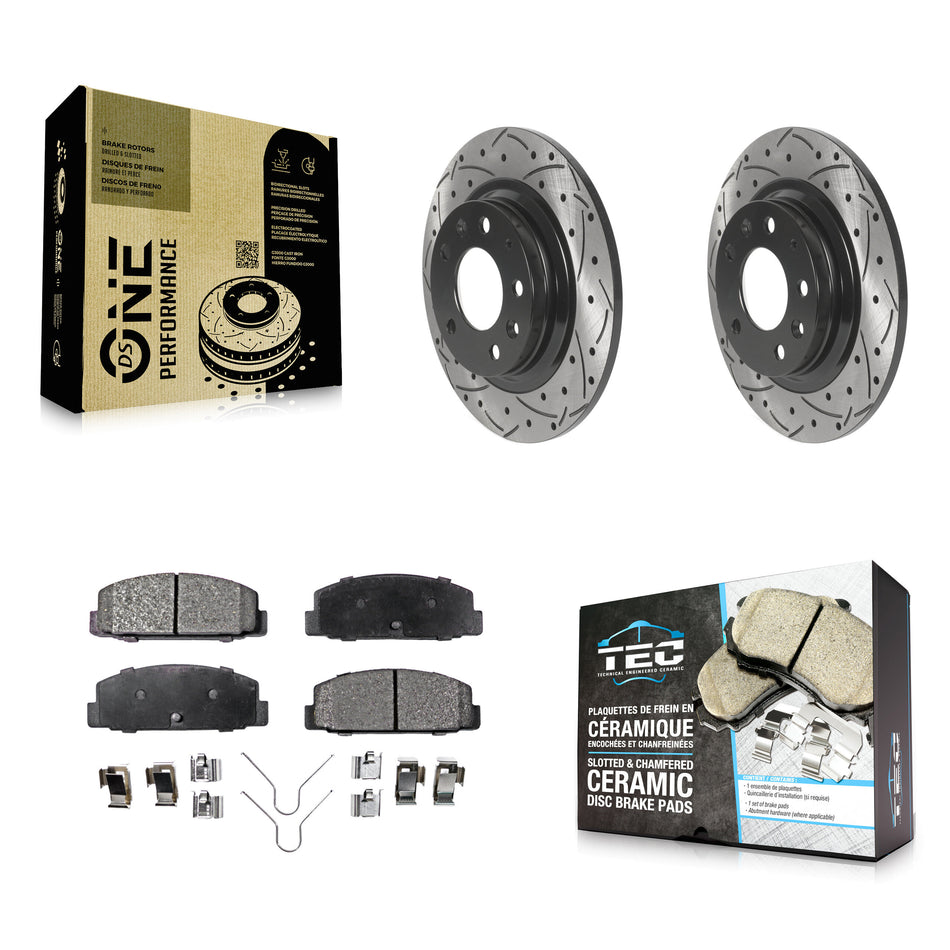 Rear Coated Drilled Slotted Disc Brake Rotors And Ceramic Pads Kit For Mazda 6 Protege KDT-100921