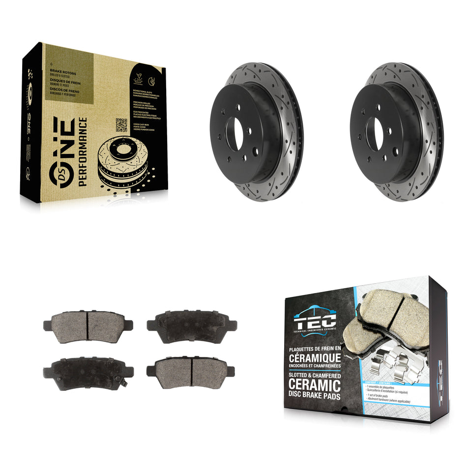 Rear Coated Drilled Slotted Disc Brake Rotors And Ceramic Pads Kit For 2006-2007 Nissan Xterra KDT-100926