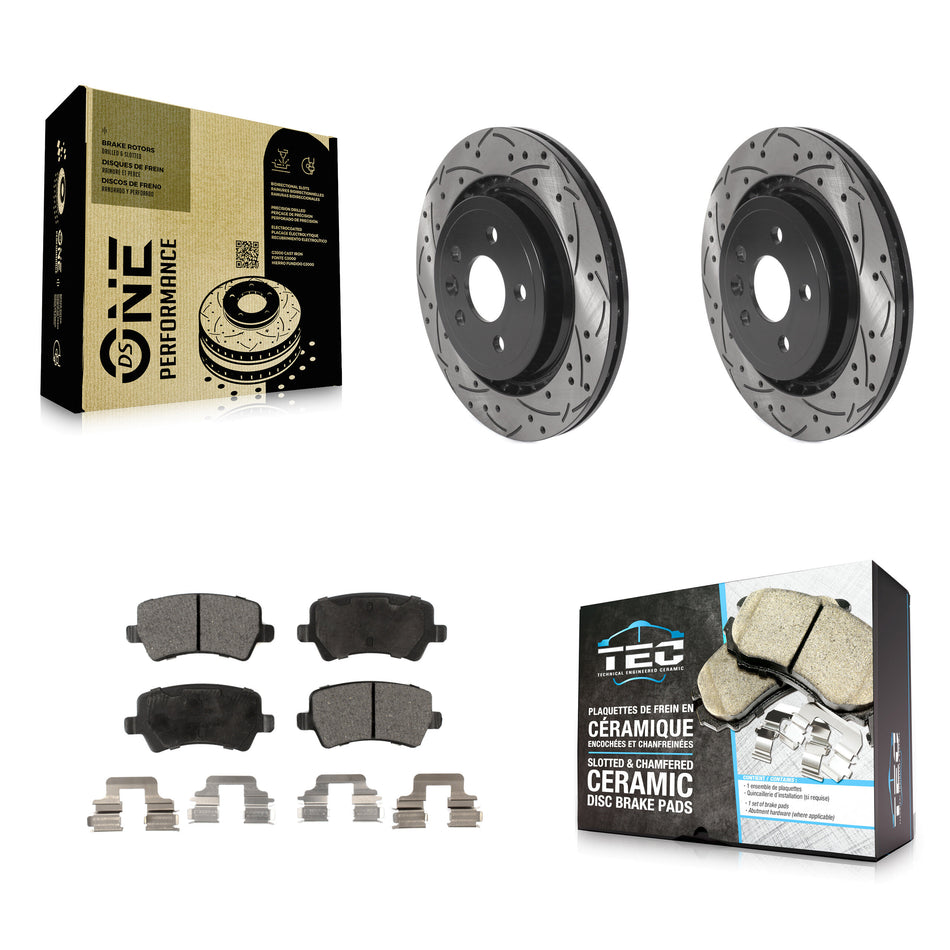 Rear Coated Drilled Slotted Disc Brake Rotors And Ceramic Pads Kit For Volvo S60 XC70 S80 V60 V70 KDT-100934