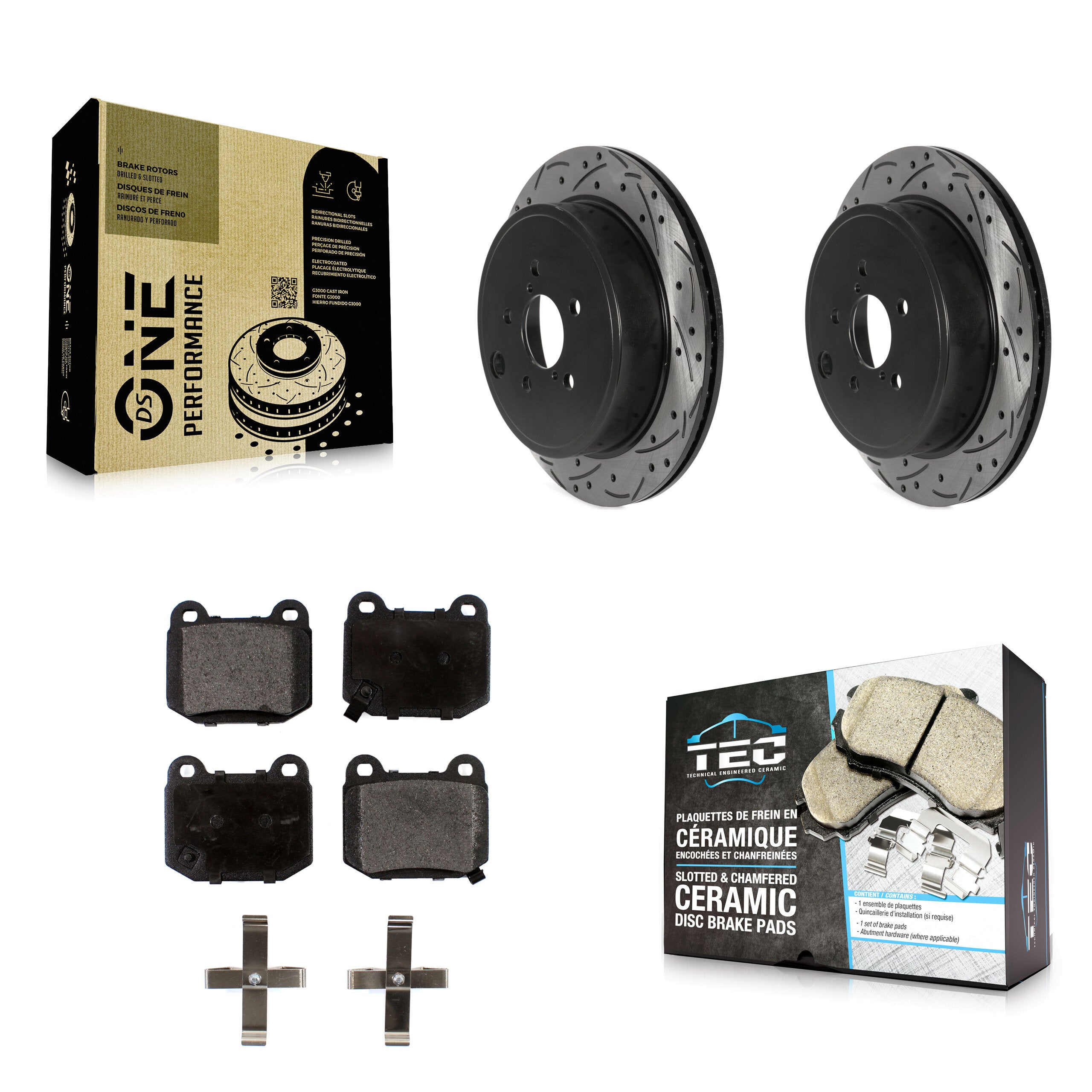 Rear Coated Drilled Slotted Disc Brake Rotor And Ceramic Pad Kit For Subaru BRZ Toyota 86 KDT-100940