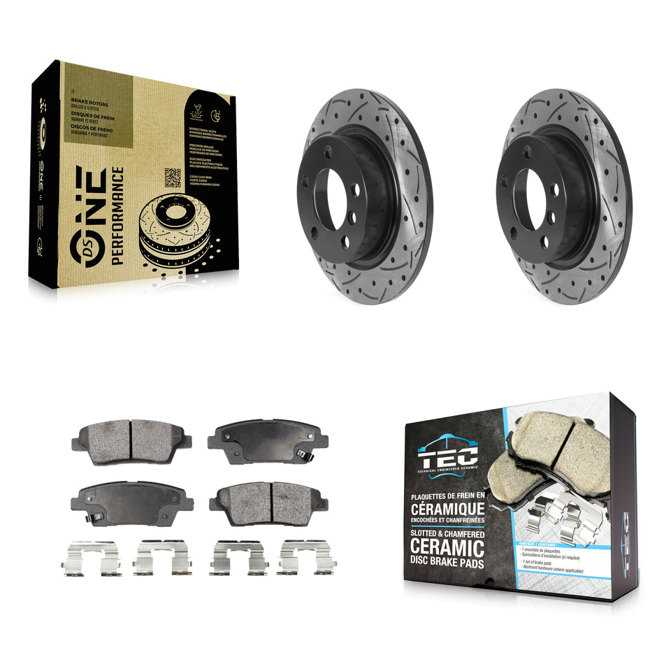 Rear Coated Drilled Slotted Disc Brake Rotors And Ceramic Pads Kit For Mini Cooper Countryman Paceman KDT-100944