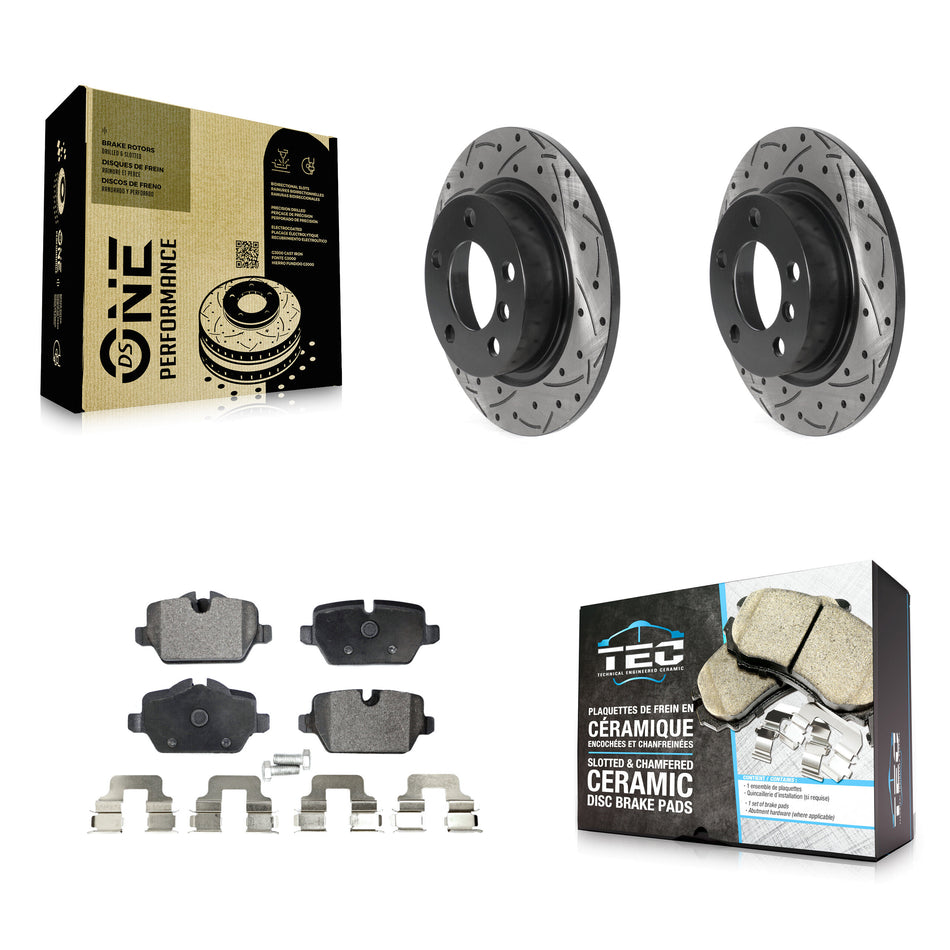 Rear Coated Drilled Slotted Disc Brake Rotors And Ceramic Pads Kit For Mini Cooper Countryman Paceman KDT-100945