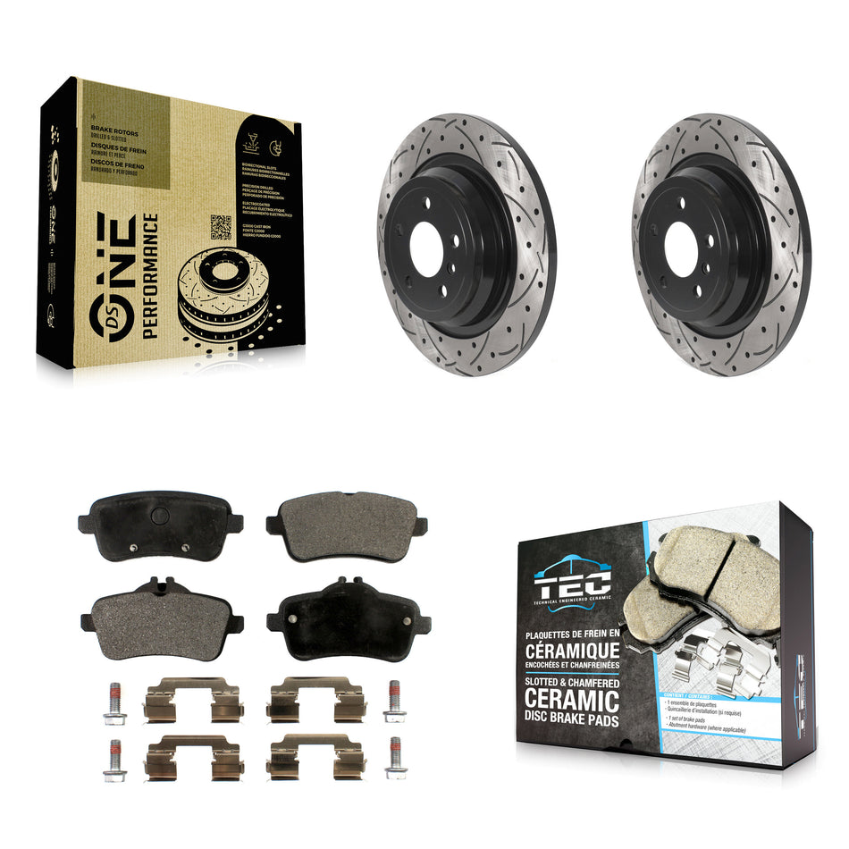 Rear Drill Slot Brake Rotors Ceramic Pad Kit For Mercedes-Benz ML350 GLE350 ML250 GLE300d KDT-100947