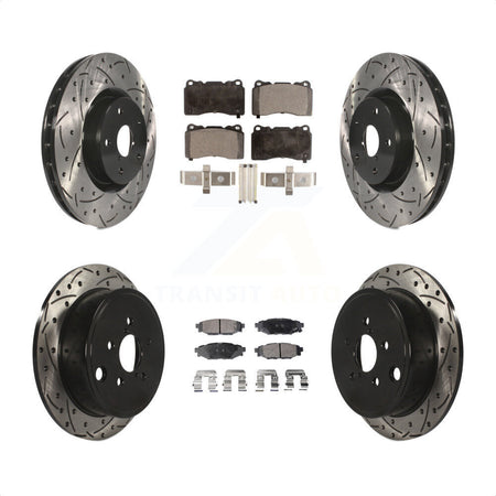 Front Rear Drill Slot Brake Rotors Ceramic Pad Kit For Subaru WRX With 15\\" Factory Wheels KDT-100969