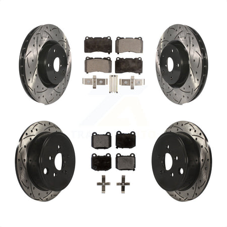 Front Rear Drill Slot Brake Rotors Ceramic Pad Kit For Subaru WRX With 17\\" Factory Wheels KDT-100970
