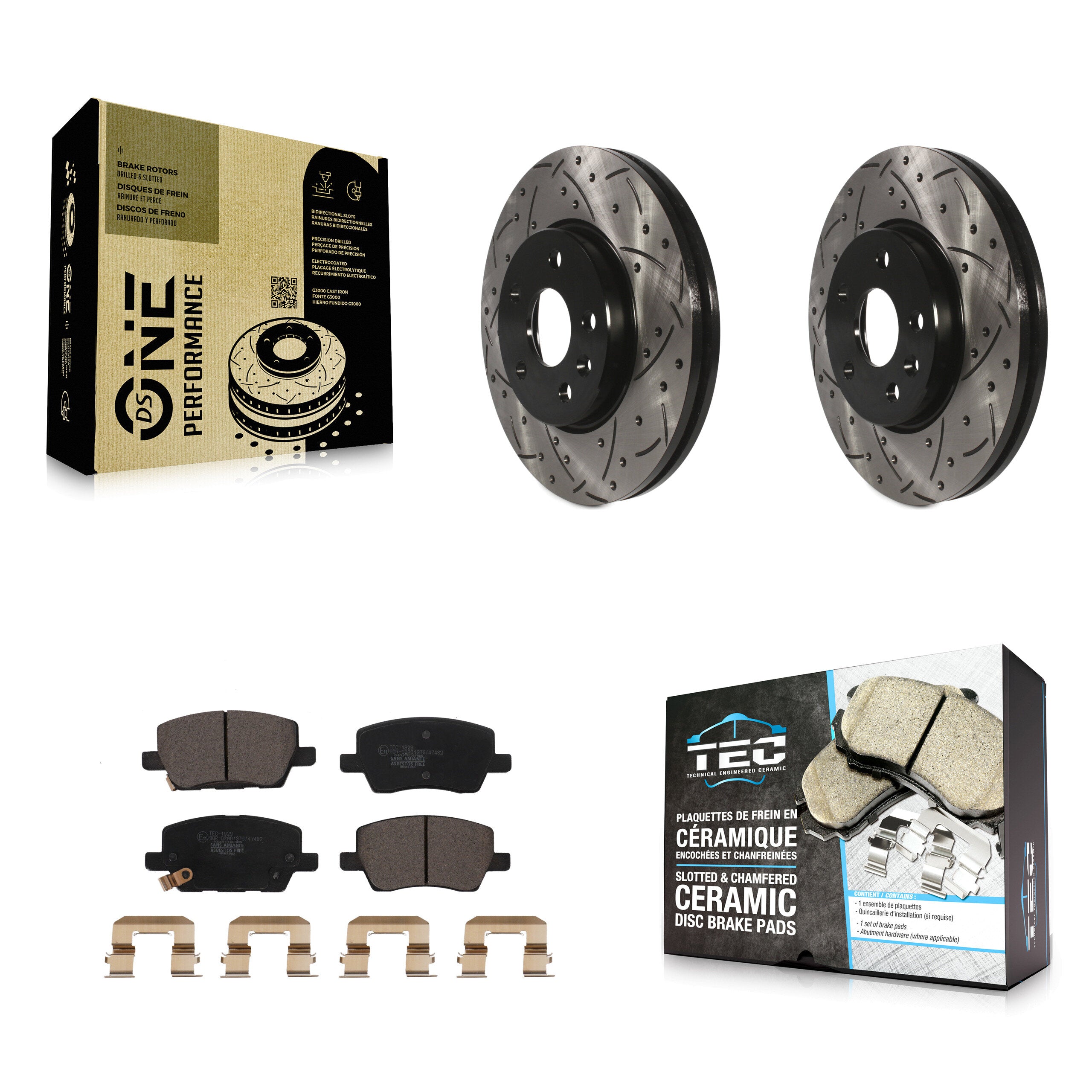 Front Coated Drilled Slot Disc Brake Rotors Ceramic Pad Kit For 2018-2020 Chevrolet Sonic KDT-100985