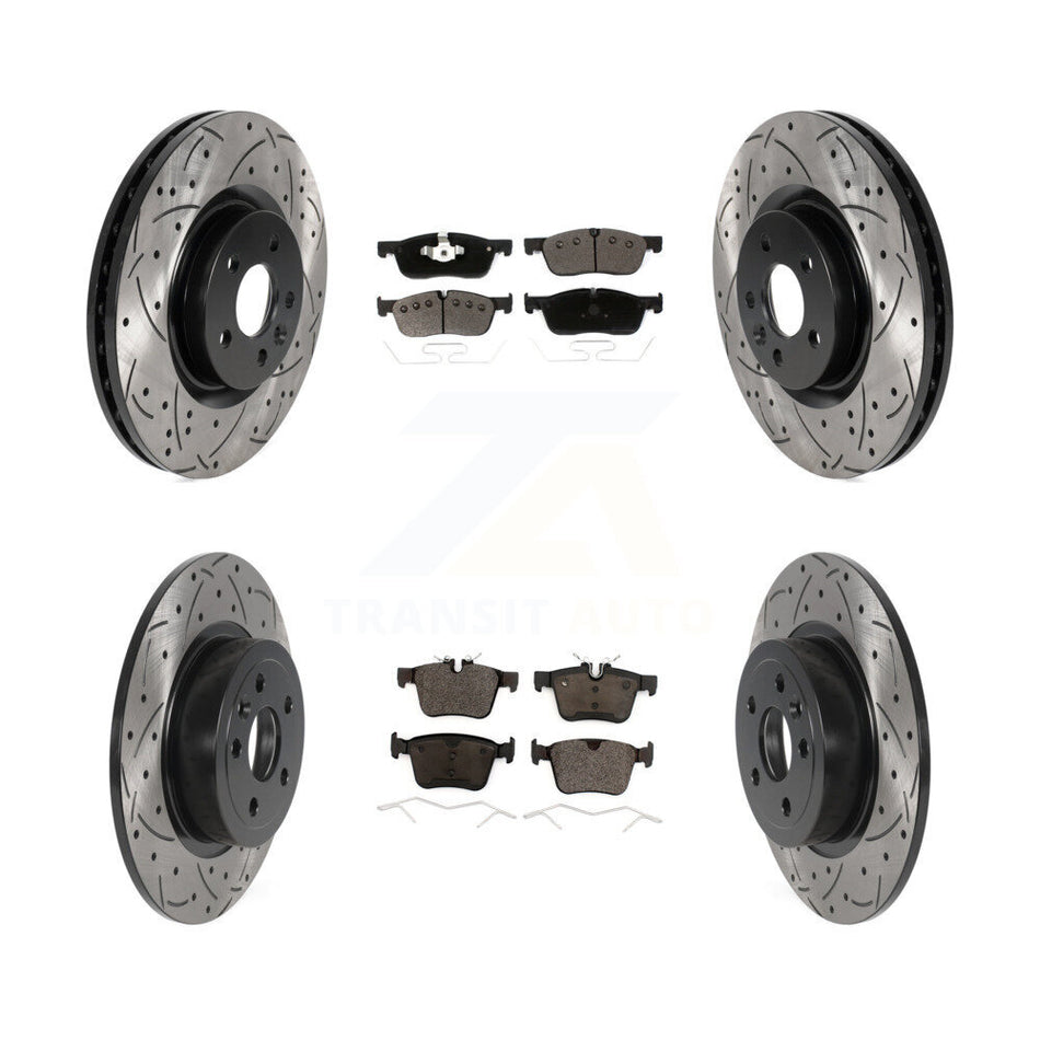 Front Rear Coated Drilled Slotted Disc Brake Rotors And Ceramic Pads Kit For Land Rover Range Evoque With 325mm Diameter Rotor KDT-100991