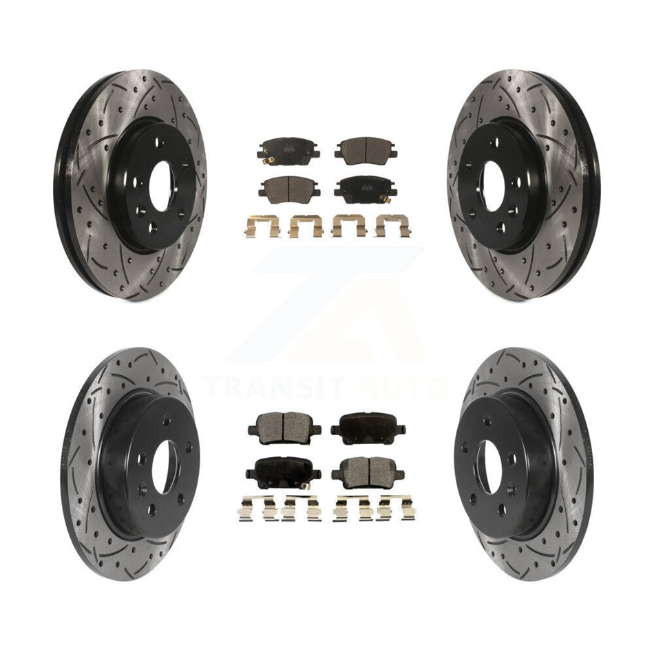 Front Rear Coated Drilled Slotted Disc Brake Rotors And Ceramic Pads Kit For Chevrolet Cruze Volt Bolt EV EUV KDT-100993
