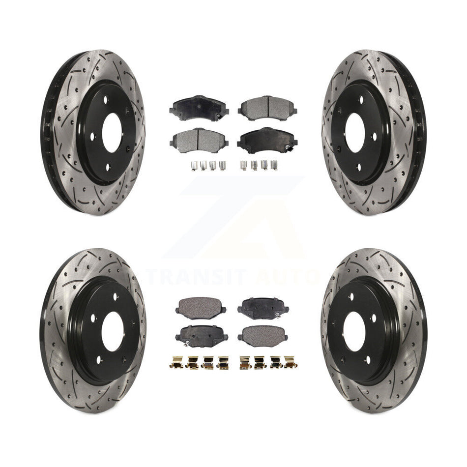 Front Rear Coated Drilled Slotted Disc Brake Rotors And Ceramic Pads Kit For Dodge Grand Caravan Chrysler Town & Country Journey Ram C/V Volkswagen Routan KDT-101012