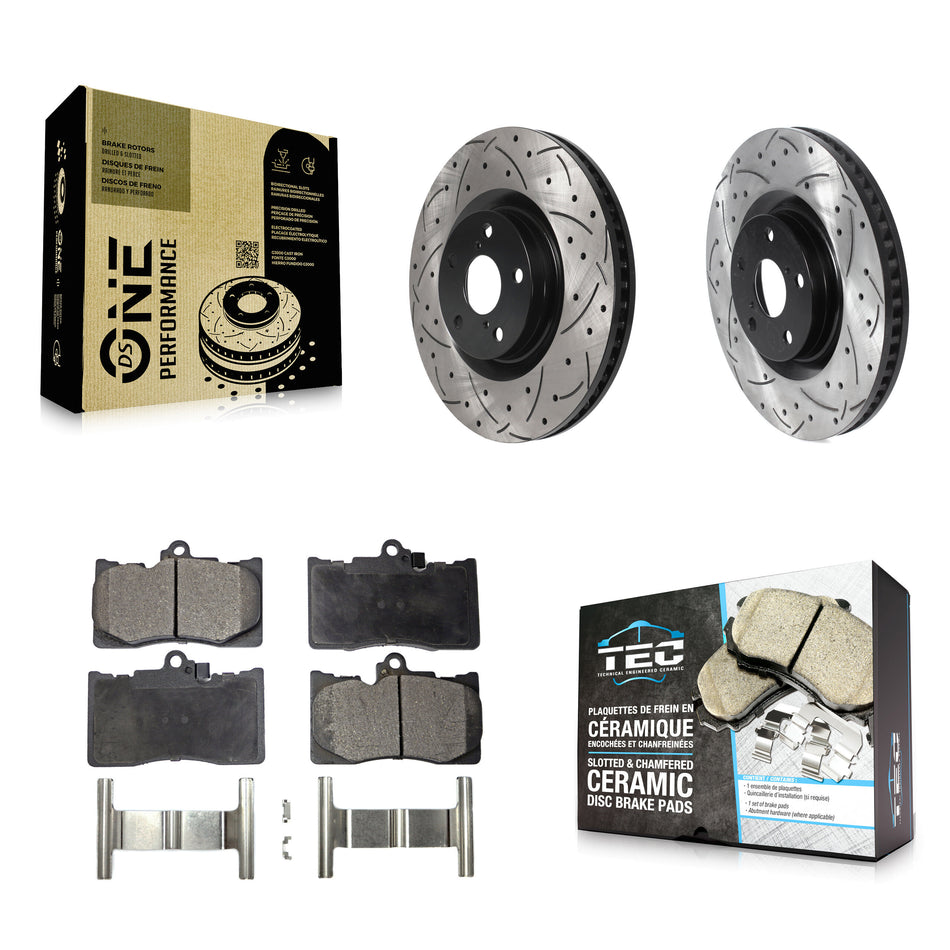 Front Coated Drilled Slotted Disc Brake Rotors And Ceramic Pads Kit For Lexus GS350 IS300 IS350 RC350 IS200t RC300 RC200t GS300 GS450h GS200t GS460 KDT-101019
