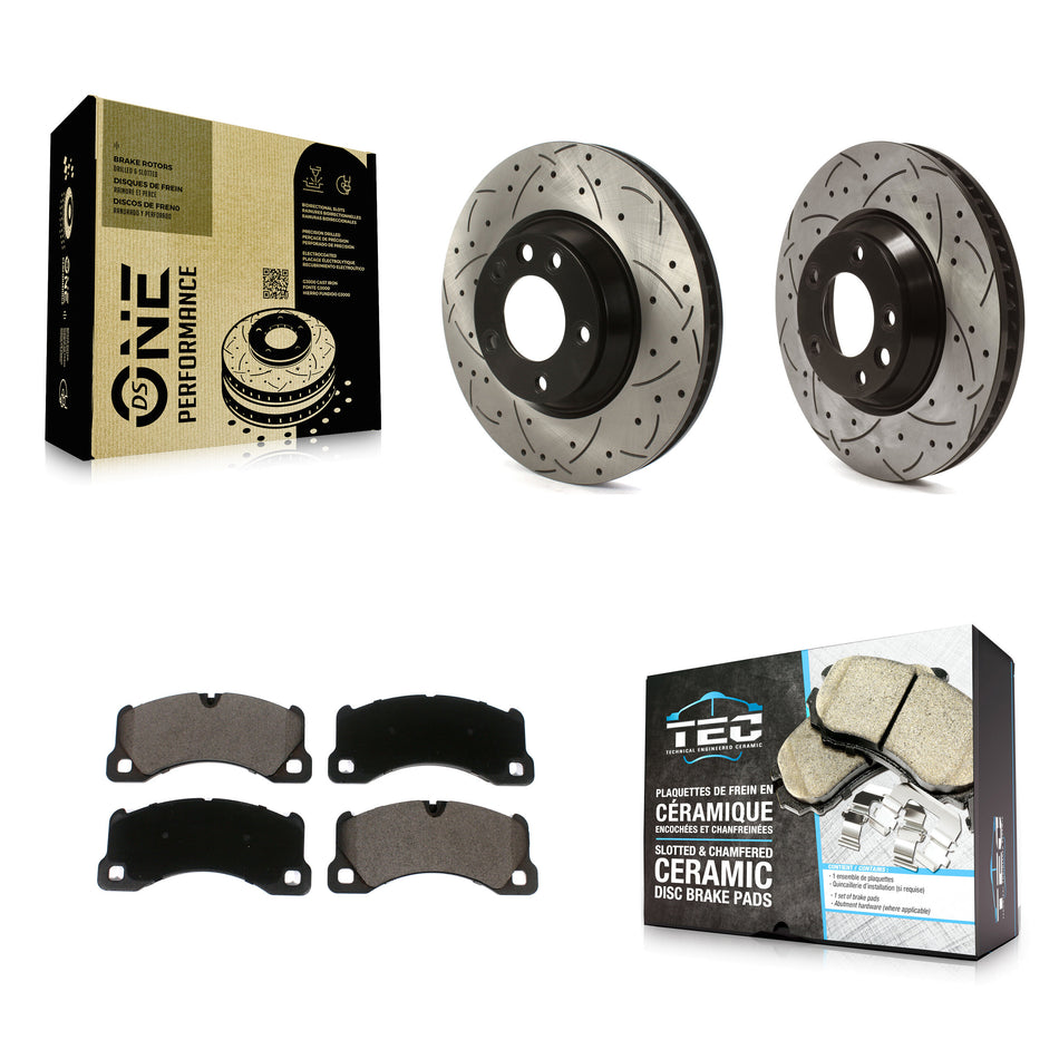 Front Coated Drilled Slotted Disc Brake Rotors And Ceramic Pads Kit For Porsche Cayenne KDT-101020
