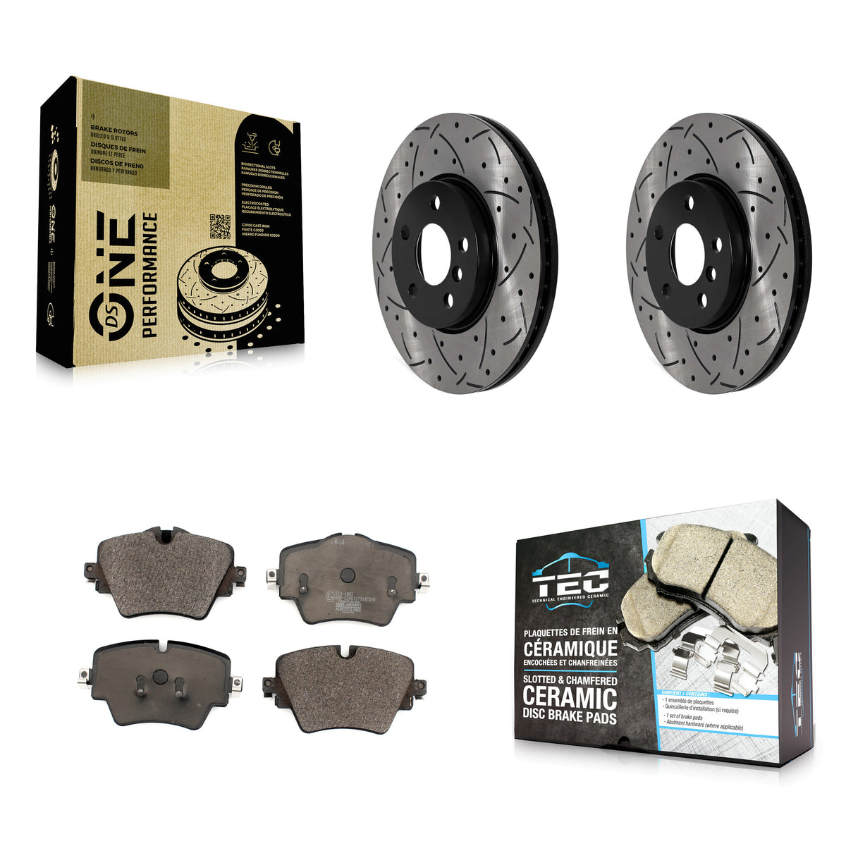 Front Coat Drill Slot Disc Brake Rotor Ceramic Pad Kit For Mini Cooper Countryman Clubman KDT-101030
