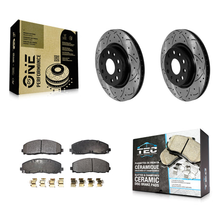 Front Coated Drilled Slotted Disc Brake Rotors And Ceramic Pads Kit For Jeep Wrangler KDT-101035