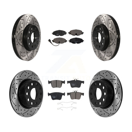 Front Rear Coated Drilled Slot Disc Brake Rotor Ceramic Pad Kit For Volkswagen Jetta Taos KDT-101037