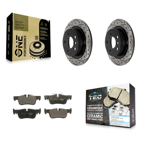 Rear Drill Slot Brake Rotor Ceramic Pad Kit For Mini Cooper Countryman Clubman BMW i3 i3s KDT-101057