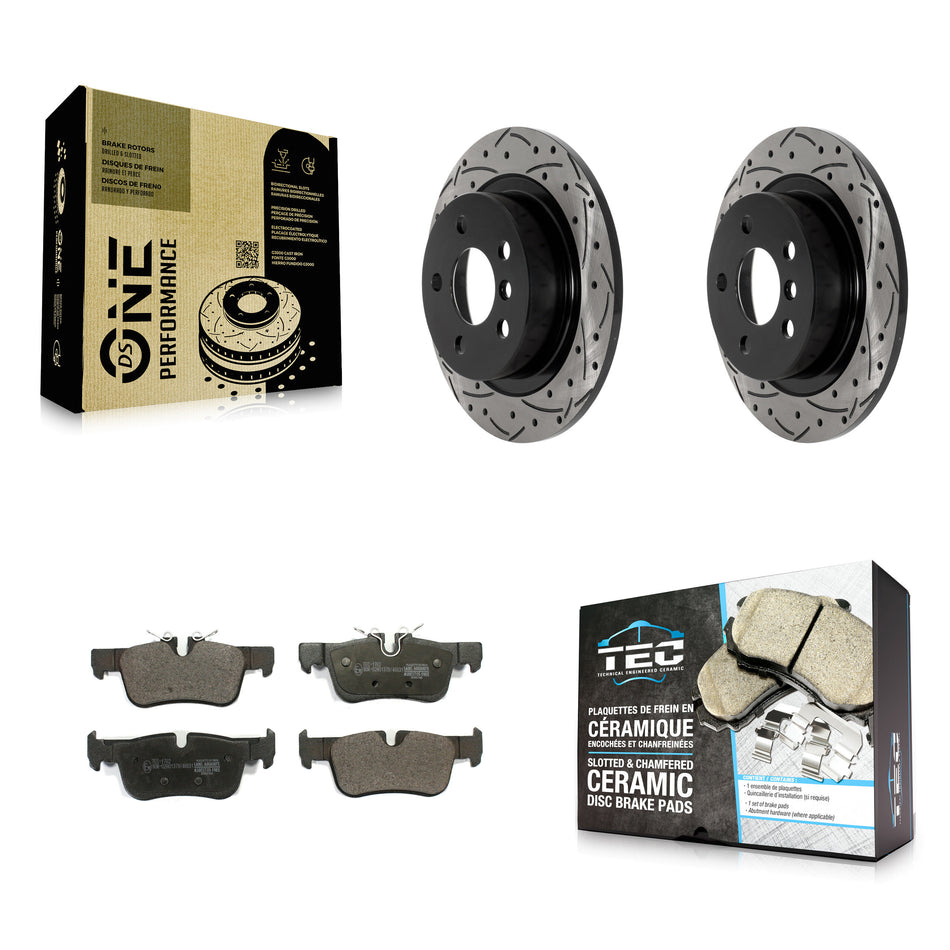 Rear Drill Slot Brake Rotor Ceramic Pad Kit For Mini Cooper Countryman Clubman BMW i3 i3s KDT-101057