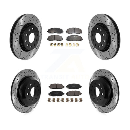 Front Rear Drilled Slot Brake Rotor & Ceramic Pad Kit For 2018-2020 Jeep Wrangler Rubicon KDT-101059