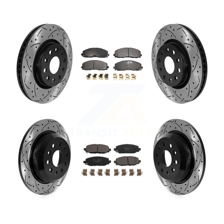 Front Rear Drilled Slot Brake Rotor & Ceramic Pad Kit For 2018-2020 Jeep Wrangler Rubicon KDT-101059