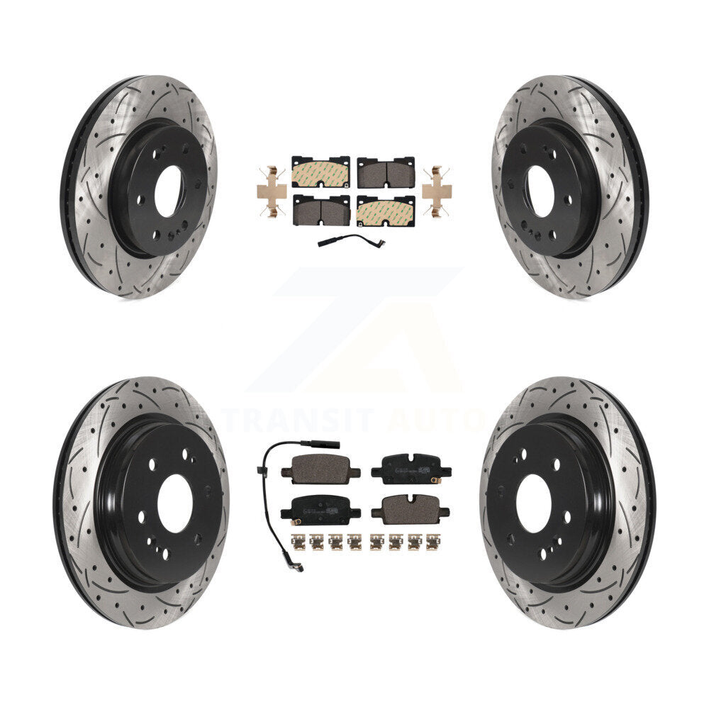 Front Rear Drill Slot Brake Rotor Ceramic Pad Kit For GMC Chevrolet Silverado 1500 Sierra KDT-101083