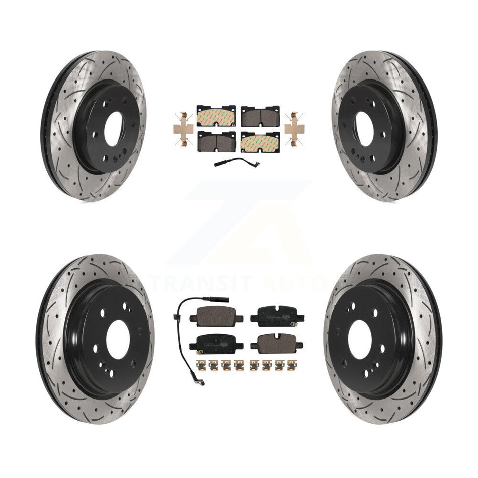 Front Rear Drill Slot Brake Rotor Ceramic Pad Kit For GMC Chevrolet Silverado 1500 Sierra KDT-101083